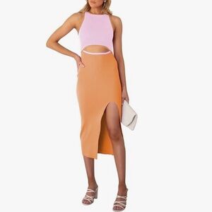 Pink and Orange Sleeveless Dress